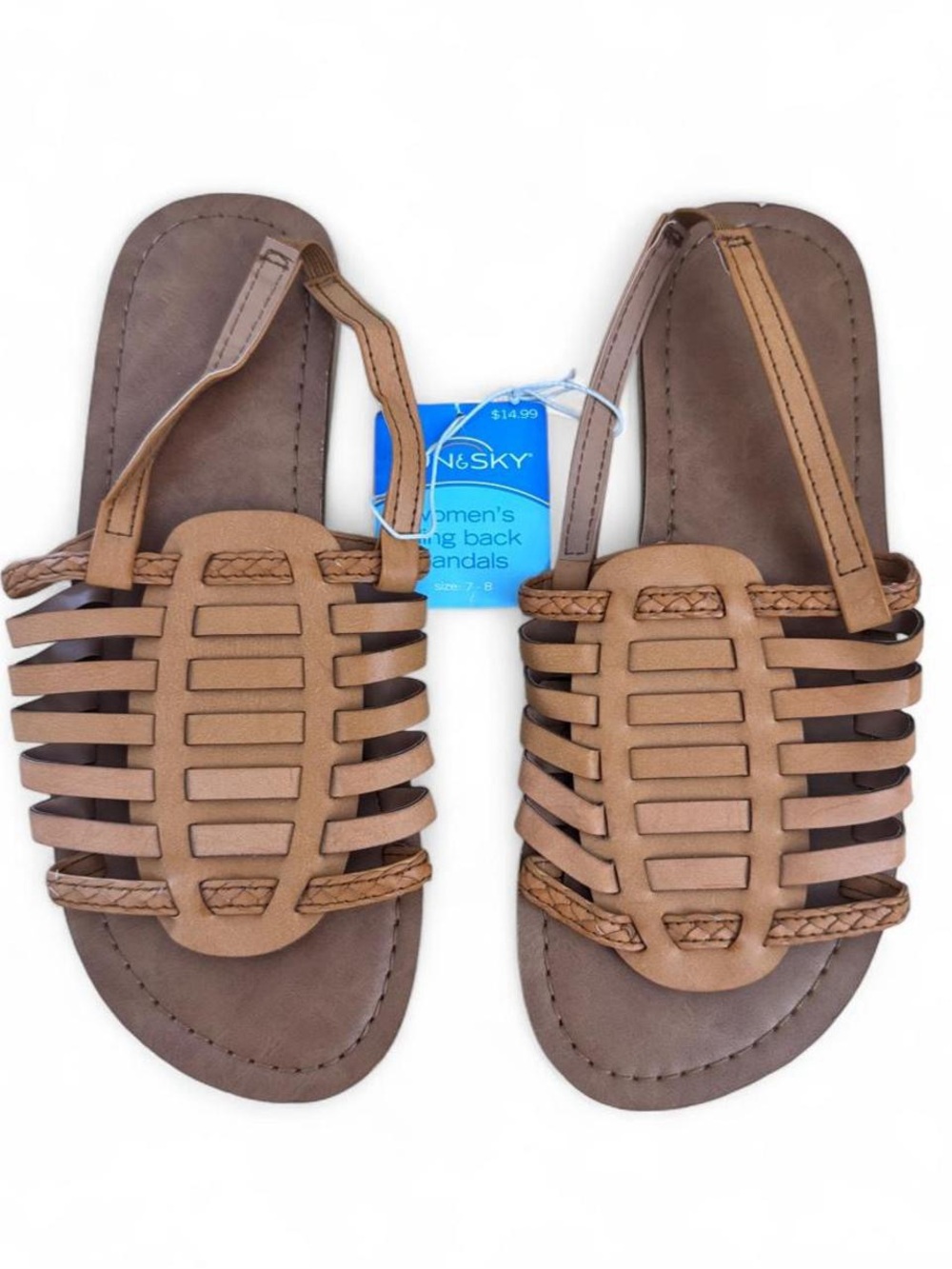 Women's Tan Strappy Sling Back Sandals